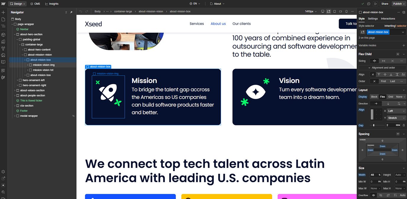 UI developed in Webflow by Santiago Ramos